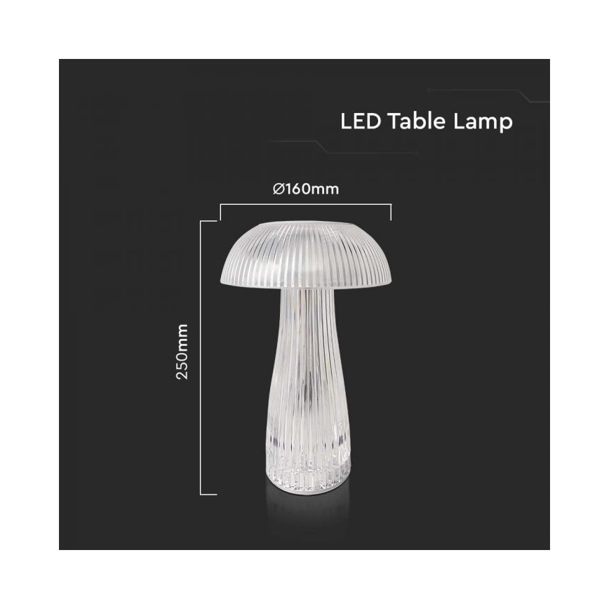LED Ściemnialna akumulatorowa dotykowa lampka stołowa LED/1W/5V 3000-6000K 1800 mAh przezroczysta