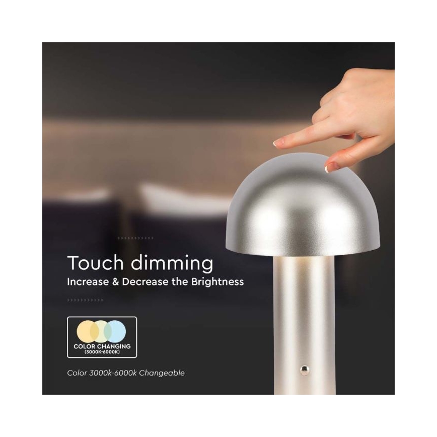 LED Ściemnialna akumulatorowa dotykowa lampka stołowa LED/1W/5V 3000-6000K 1800 mAh złota