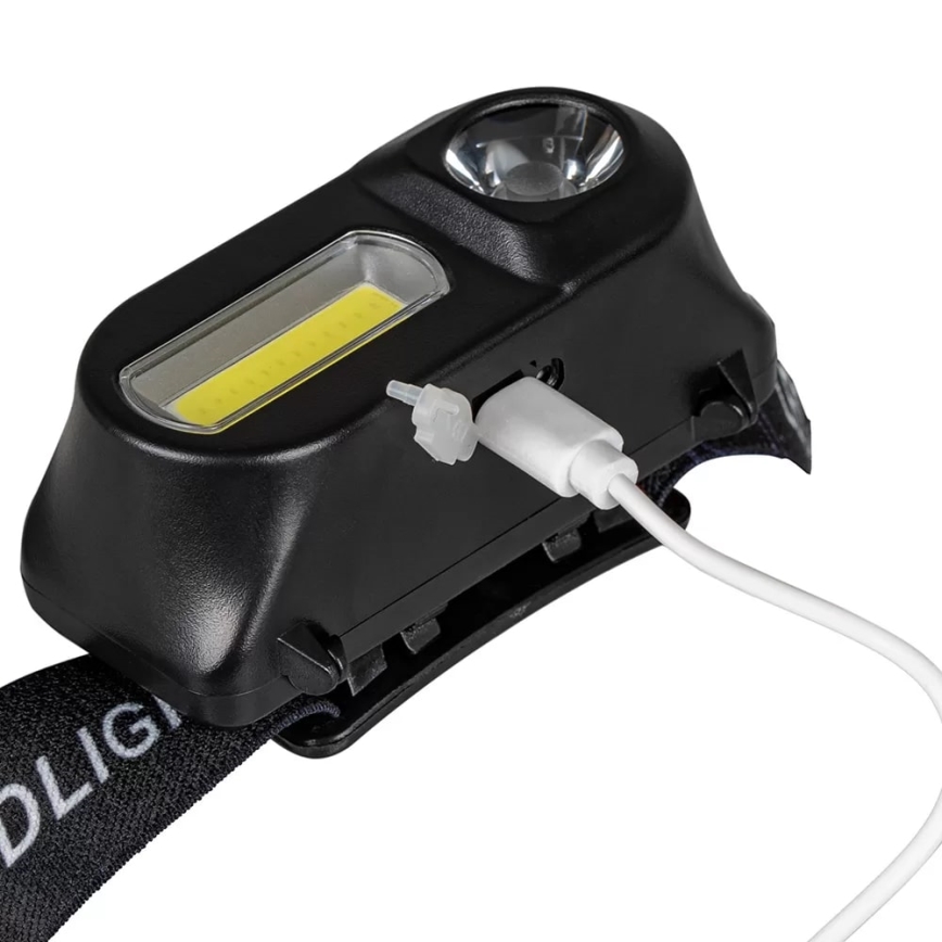 LED Ściemnialna czołówka akumulatorowa 2xLED/5V IP44 210 błyszcząca 2000 mAh
