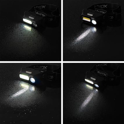 LED Ściemnialna czołówka akumulatorowa 2xLED/5V IPX4 250 błyszcz. 2000 mAh