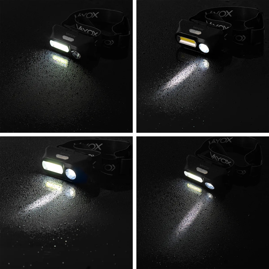 LED Ściemnialna czołówka akumulatorowa 2xLED/5V IPX4 250 błyszcz. 2000 mAh