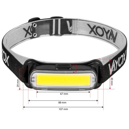 LED Ściemnialna czołówka akumulatorowa LED/5V IPX4 300 błyszcząca 1200 mAh