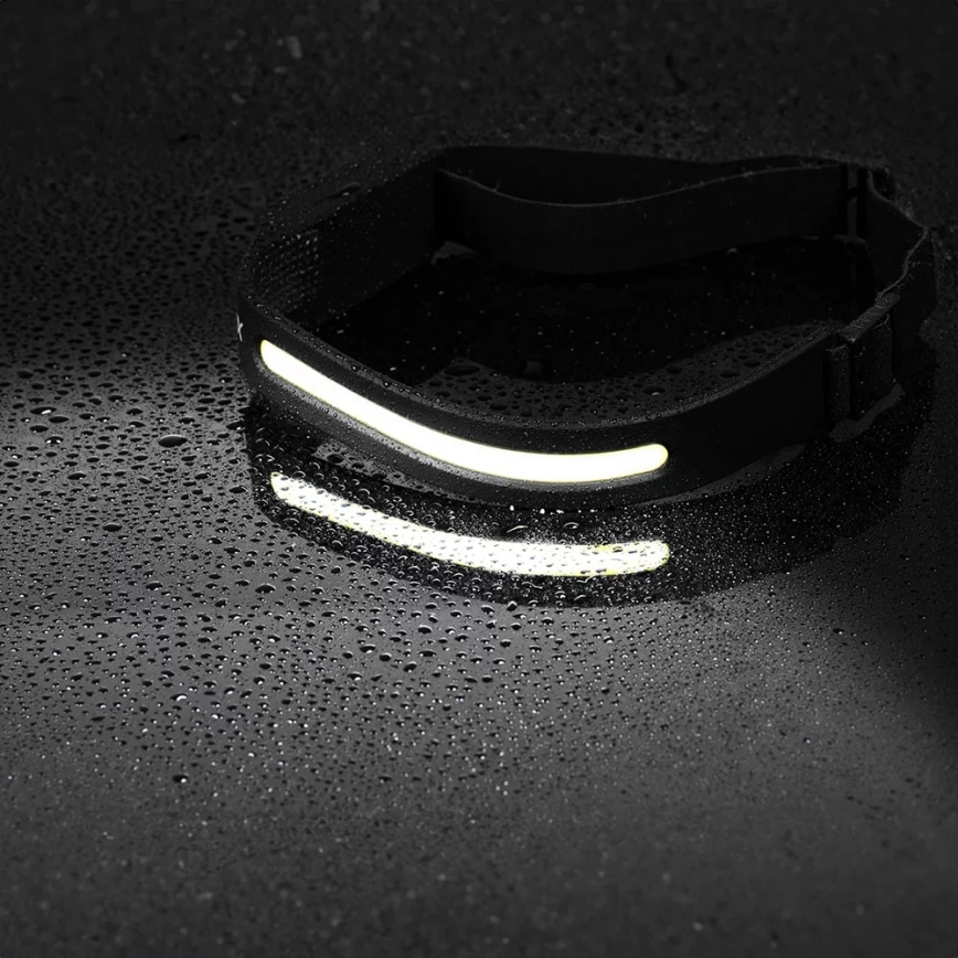 LED Ściemnialna czołówka akumulatorowa z czujnikiem 2xLED/5V IP44 350 błyszcząca 1200 mAh