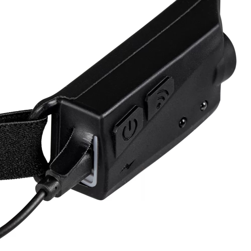 LED Ściemnialna czołówka akumulatorowa z czujnikiem 2xLED/5V IP44 350 błyszcząca 1200 mAh