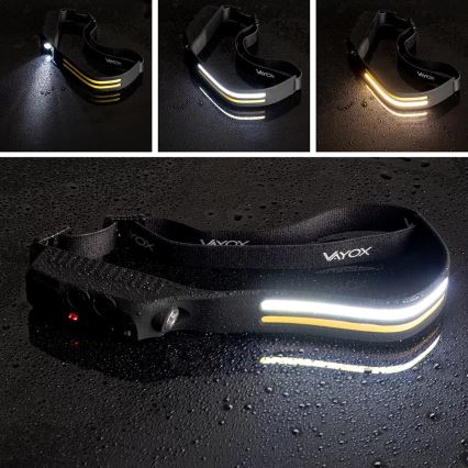 LED Ściemnialna czołówka akumulatorowa z czujnikiem 3xLED/5V IP44 300 błyszcząca 1200 mAh