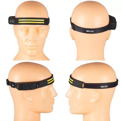 LED Ściemnialna czołówka akumulatorowa z czujnikiem 3xLED/5V IP44 300 błyszcząca 1200 mAh