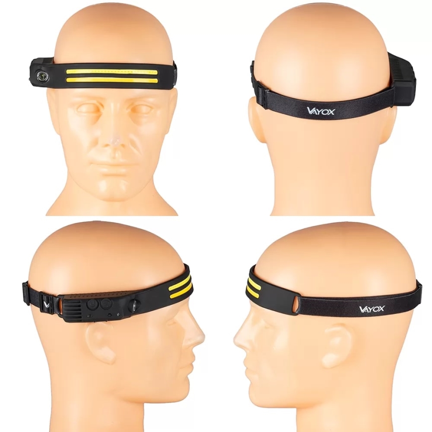 LED Ściemnialna czołówka akumulatorowa z czujnikiem 3xLED/5V IP44 300 błyszcząca 1200 mAh