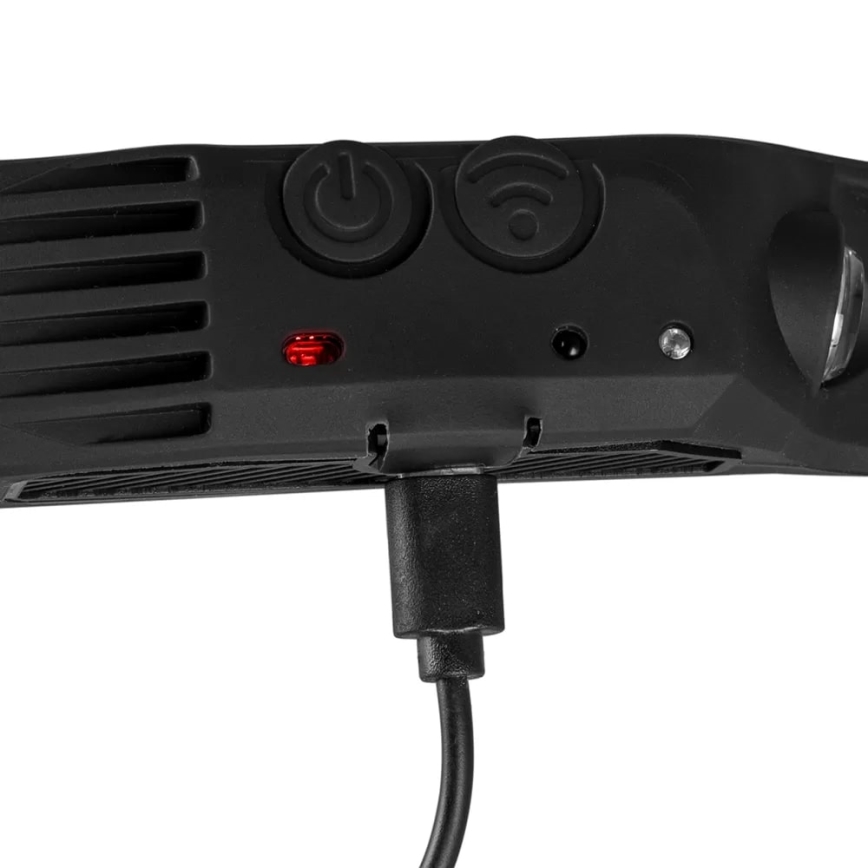 LED Ściemnialna czołówka akumulatorowa z czujnikiem 3xLED/5V IP44 300 błyszcząca 1200 mAh