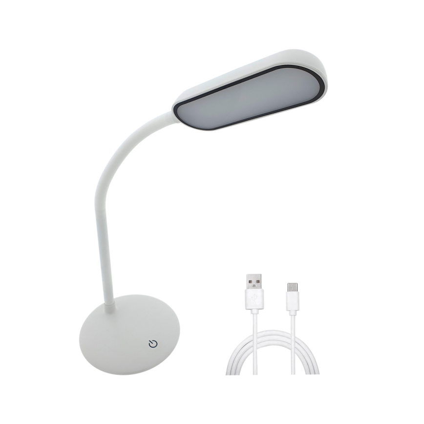 LED Ściemnialna dotykowa elastyczna Lampa stołowa LED/6W/5V USB 1200 mAh biały