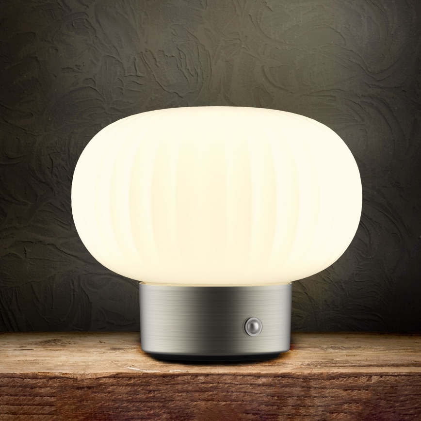 LED Ściemnialna dotykowa lampa stołowa LATTE LED/1,8W/5V USB 2000 mAh matowy chrom/biały