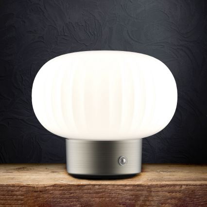 LED Ściemnialna dotykowa lampa stołowa LATTE LED/1,8W/5V USB 2000 mAh matowy chrom/biały