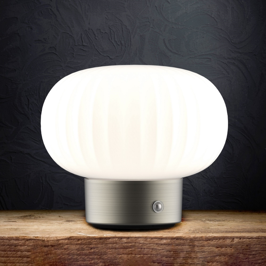 LED Ściemnialna dotykowa lampa stołowa LATTE LED/1,8W/5V USB 2000 mAh matowy chrom/biały