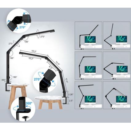LED Ściemnialna dotykowa elastyczny Lampa stołowa POINTIQ LED/12W/230V 3000/4000/5000/6500K CRI 92 czarny