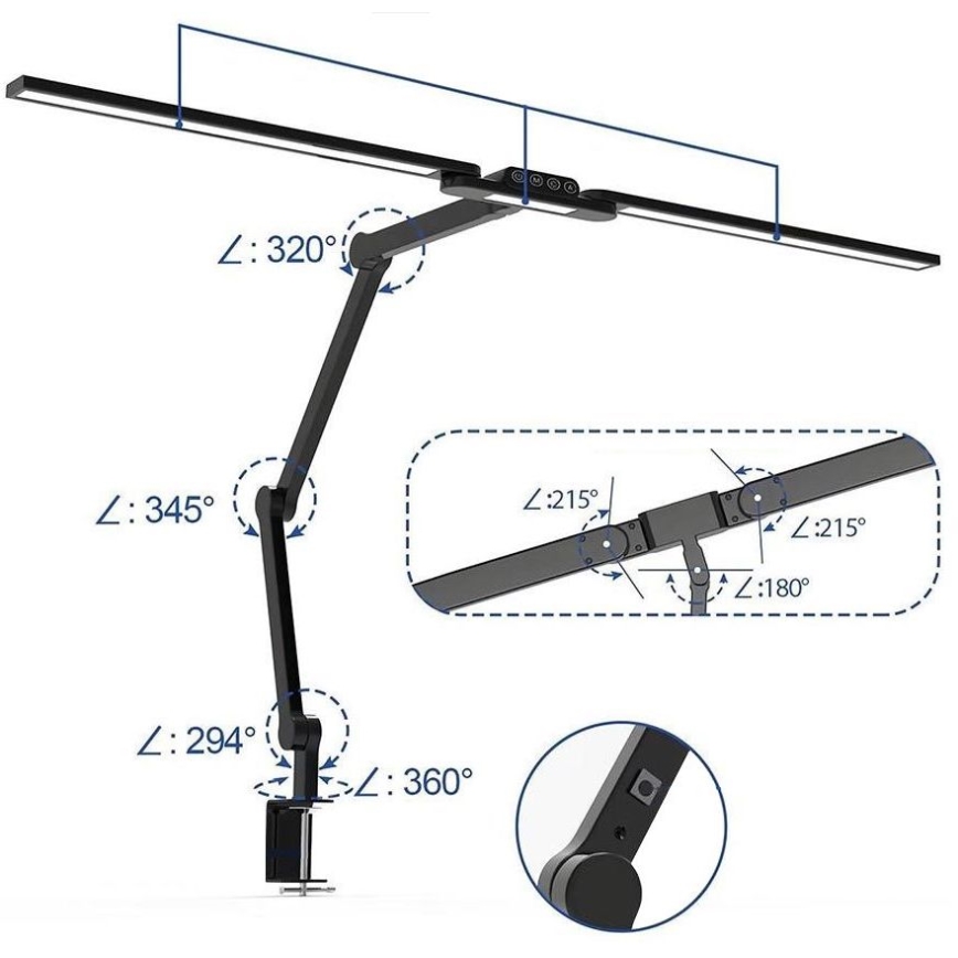 LED Ściemnialna dotykowa elastyczny Lampa stołowa POINTIQ LED/24W/230V 3000-6500K CRI 92 czarny