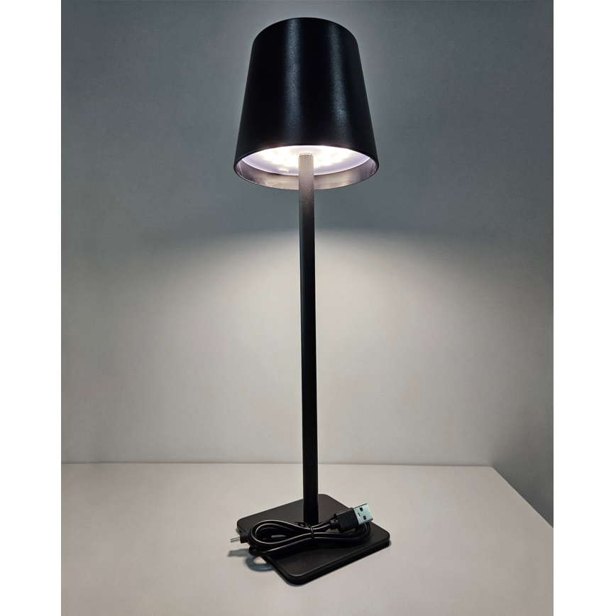 LED Ściemnialna dotykowa lampa stołowa LED/5W/5V USB 1200 mAh czarny