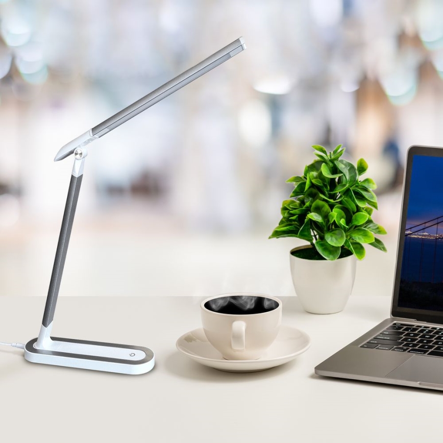 LED Ściemnialna dotykowa lampa stołowa MADERA LED/7W/230V USB biała