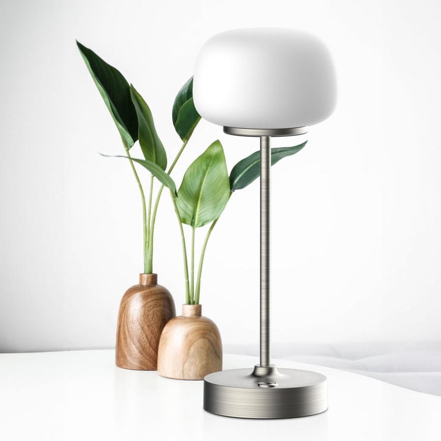 LED Ściemnialna dotykowa lampa stołowa RIMINI LED/2W/5V USB 2000 mAh matowy chrom/biały