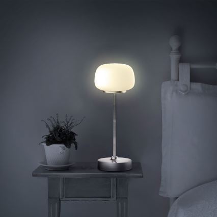 LED Ściemnialna dotykowa lampa stołowa RIMINI LED/2W/5V USB 2000 mAh matowy chrom/biały