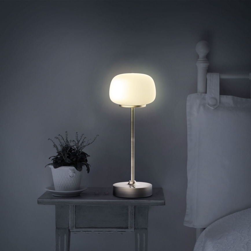 LED Ściemnialna dotykowa lampa stołowa RIMINI LED/2W/5V USB 2000 mAh zl./biały