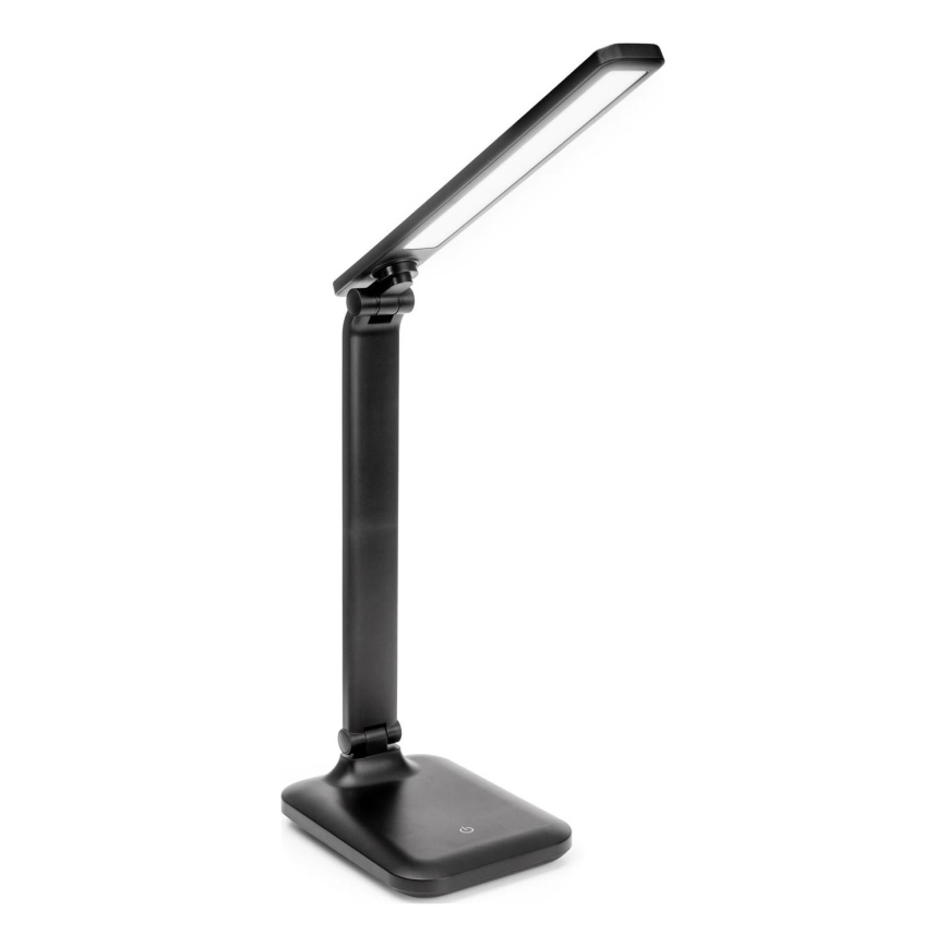 LED Ściemnialna dotykowa lampa stołowa z ładowaniem bezprzewodowym i port USB REMUS LED/5W/230V czarny
