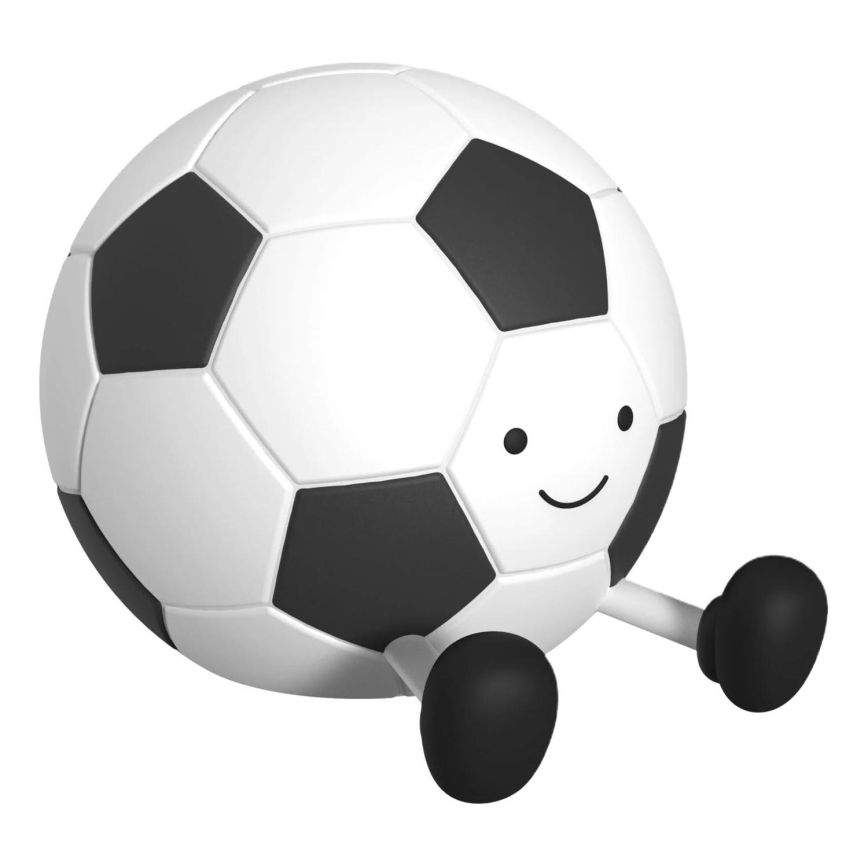 LED Ściemnialna dziecięca dotykowa lampa FOOTBALL LED/2W/5V USB 1200 mAh biały/czarny