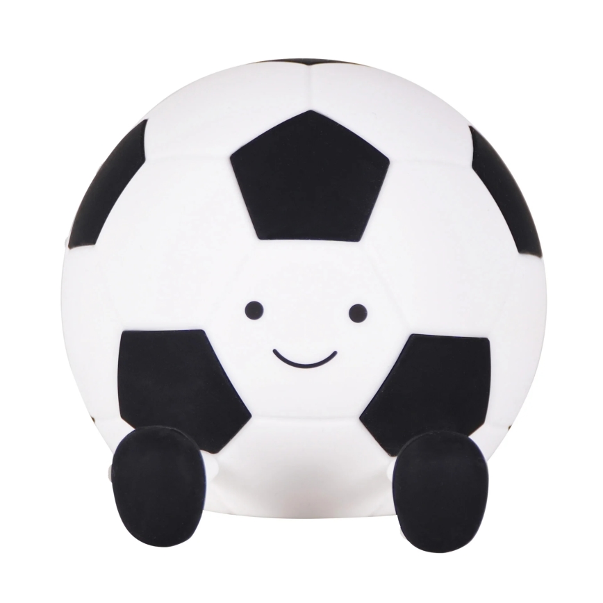 LED Ściemnialna dziecięca dotykowa lampa FOOTBALL LED/2W/5V USB 1200 mAh biały/czarny