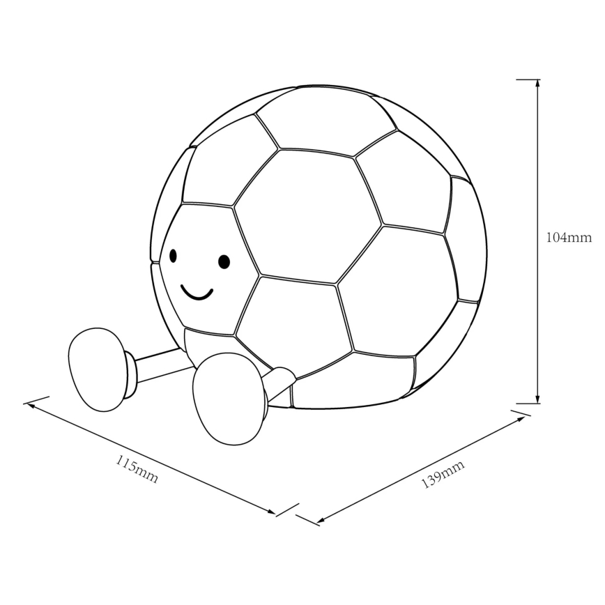 LED Ściemnialna dziecięca dotykowa lampa FOOTBALL LED/2W/5V USB 1200 mAh biały/czarny