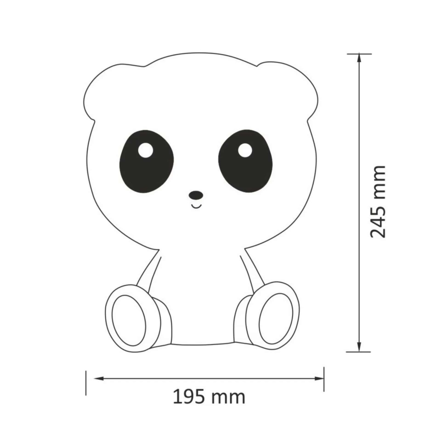 LED Ściemnialna dziecięca lampka dotykowa PANDA LED/2,5W/3,7V 1200 mAh
