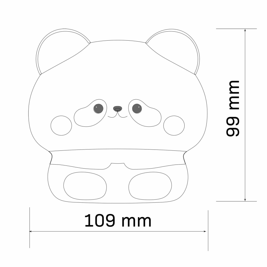 LED Ściemnialna dziecięca lampka dotykowa PANDA LED/2W/3,7V 1200 mAh