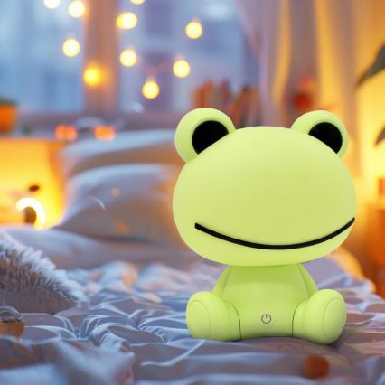 LED Ściemnialna dziecięca lampka dotykowa ŻABA LED/2,5W/3,7V 1200 mAh
