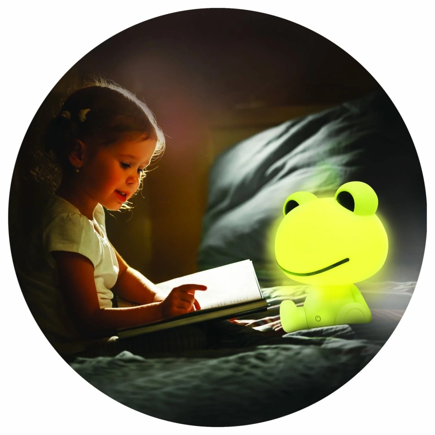 LED Ściemnialna dziecięca lampka dotykowa ŻABA LED/2,5W/3,7V 1200 mAh