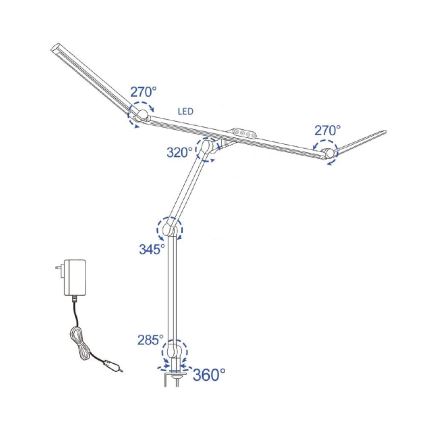 LED Ściemnialna dotykowa elastyczna lampa stołowa POINTIQ LED/36W/230V 3000-6500K CRI 92 czarny