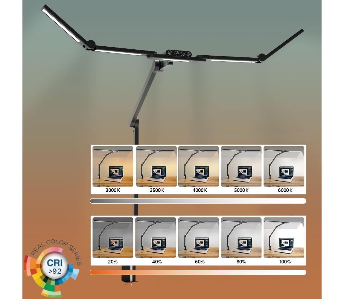 LED Ściemnialna elastyczna lampa stołowa LED/24W/230V 3000-6500K CRI 92 czarny