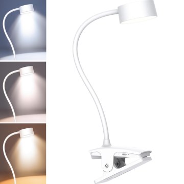 LED Ściemnialna elastyczny ładowalny Lampa stołowa z klipsem LED/2W/1800 mAh 3000/4000/6500K biały