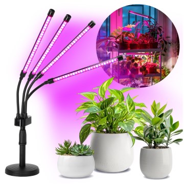 LED Ściemnialna elastyczny Lampa stołowa do uprawy roślin VITARO 4xLED/10W/230V czarny