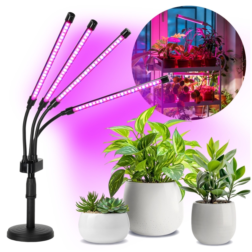 LED Ściemnialna elastyczny Lampa stołowa do uprawy roślin VITARO 4xLED/10W/230V czarny