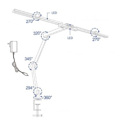 LED Ściemnialna dotykowa elastyczny Lampa stołowa POINTIQ LED/24W/230V 3000-6500K CRI 92 czarny