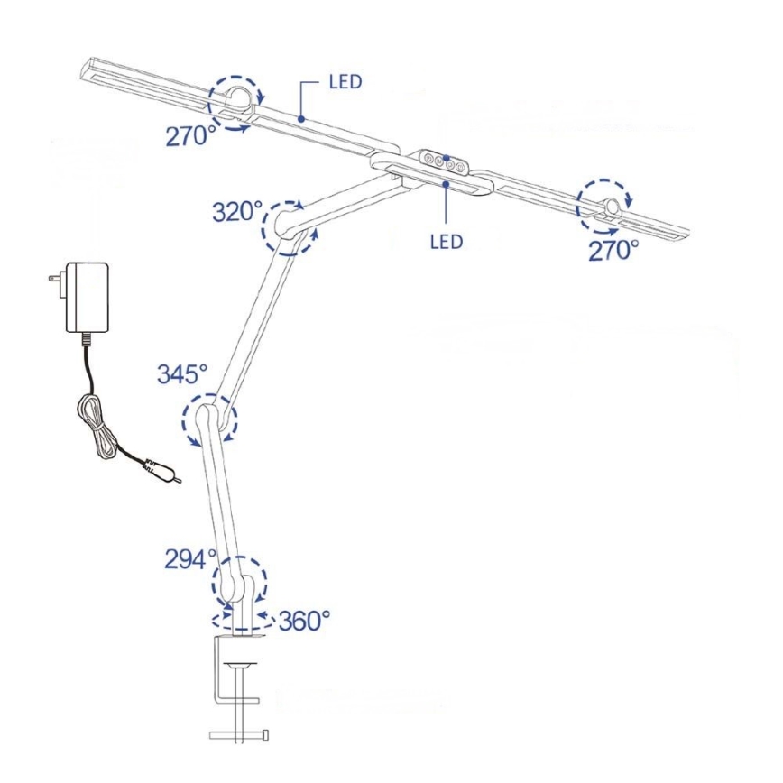 LED Ściemnialna dotykowa elastyczny Lampa stołowa POINTIQ LED/24W/230V 3000-6500K CRI 92 czarny