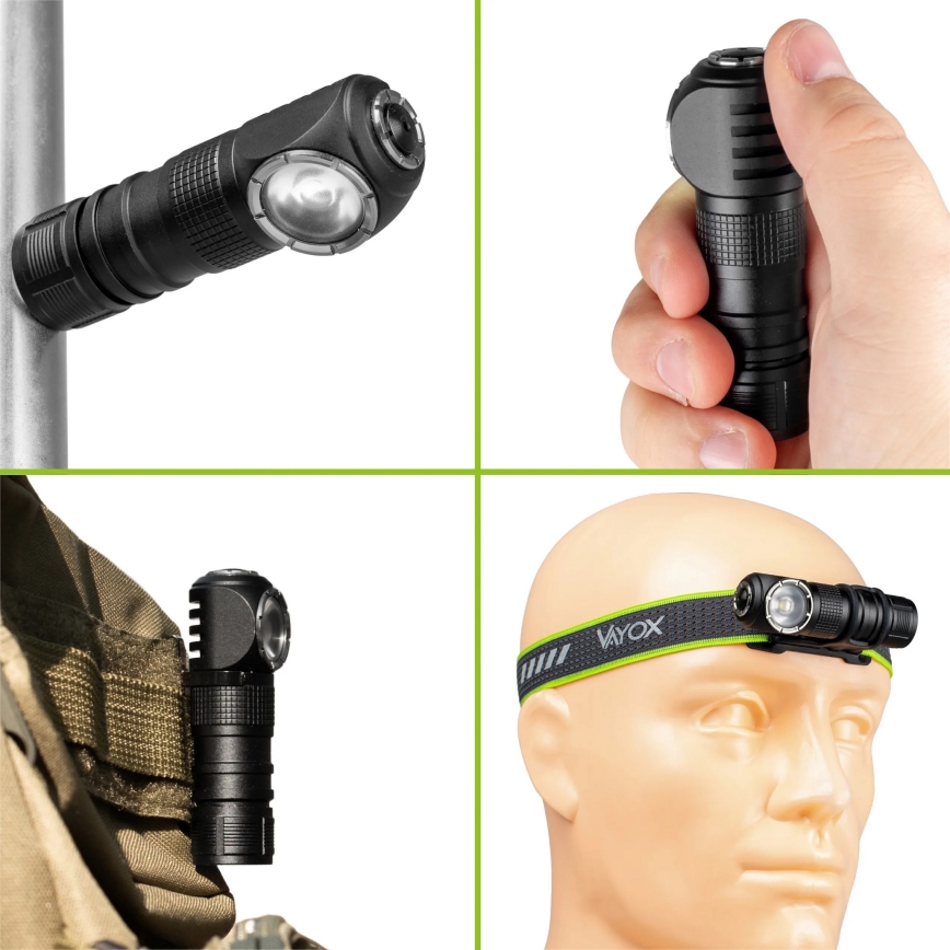 LED ściemnialna ładowalna czołówka z czerwonym światłem 3 w 1 LED/10W/5V IP66 500 lm 800 mAh