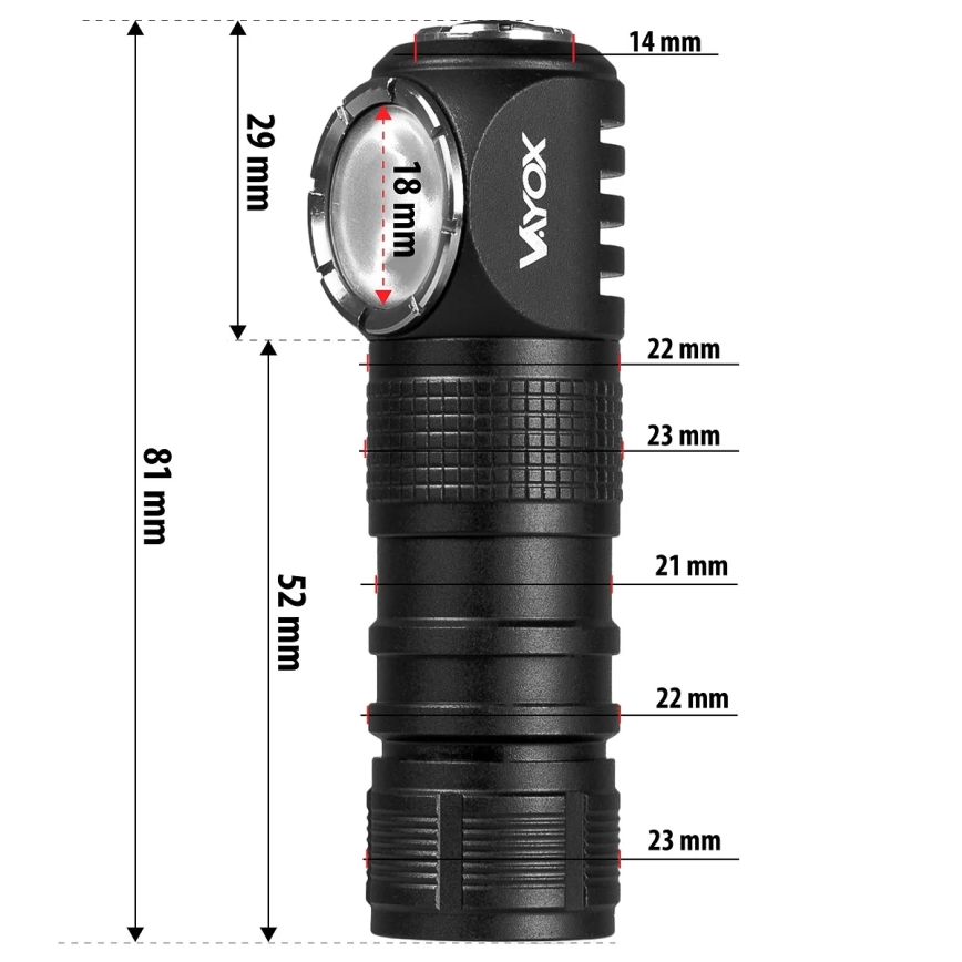LED ściemnialna ładowalna czołówka z czerwonym światłem 3 w 1 LED/10W/5V IP66 500 lm 800 mAh
