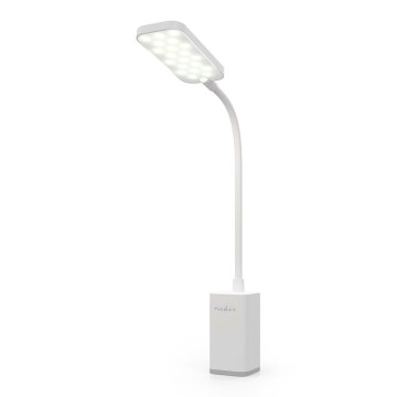 LED ściemnialna ładowalna dotykowa elastyczna lampka biurkowa z klipsem LED/5W/1200 mAh biała