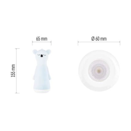 LED ściemnialna ładowalna dziecięca latarka z lampką nocną 2 w 1 LED/3,7V 1200 mAh