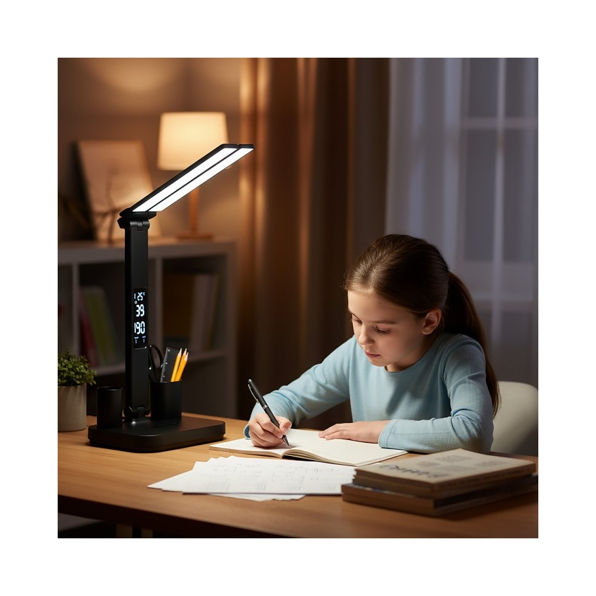 LED ściemnialna ładowalna lampka biurkowa NOBLITE P LED/5W/5V 3000/4000/6000K 2200 mAh czarna