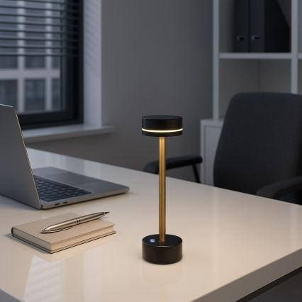 LED ściemnialna ładowalna lampa biurkowa SAM LED/5W/5V 3600 mAh czarna/złota