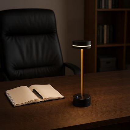 LED ściemnialna ładowalna lampa biurkowa SAM LED/5W/5V 3600 mAh czarna/złota