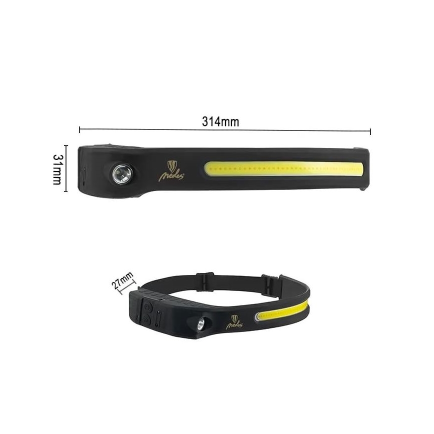 LED Ściemnialna ładowalna latarka czołowa z czujnikiem LED/8W/5V IP44 570 lm 2000 mAh
