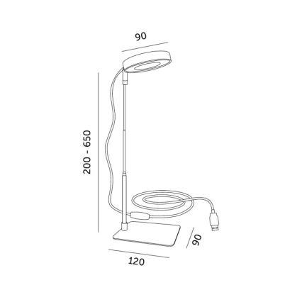 Ściemniana lampka biurkowa LED do uprawy roślin VERDI LED/5W/5V 1300K CRI 95 czarna