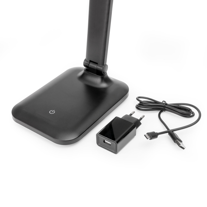 LED Ściemnialna dotykowa lampa stołowa z ładowaniem bezprzewodowym i port USB REMUS LED/5W/230V czarny