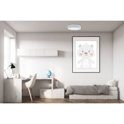 LED Regulowane natynkowe oświetlenie dziecięce SMART GALAXY KIDS LED/24W/230V 3000-6500K kropki biały/czarny + pilot do zdalnego sterowania