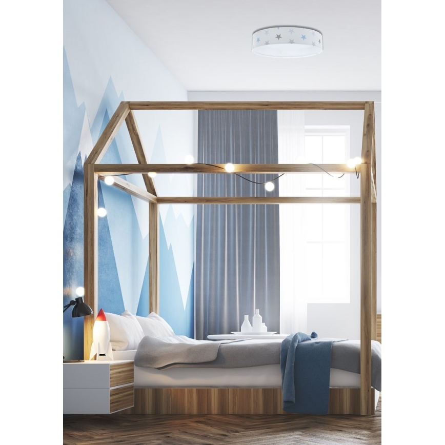 LED Regulowane natynkowe oświetlenie dziecięce SMART GALAXY KIDS LED/24W/230V 3000-6500K gwiazdki białe/szare/niebieskie + pilot zdalnego sterowania